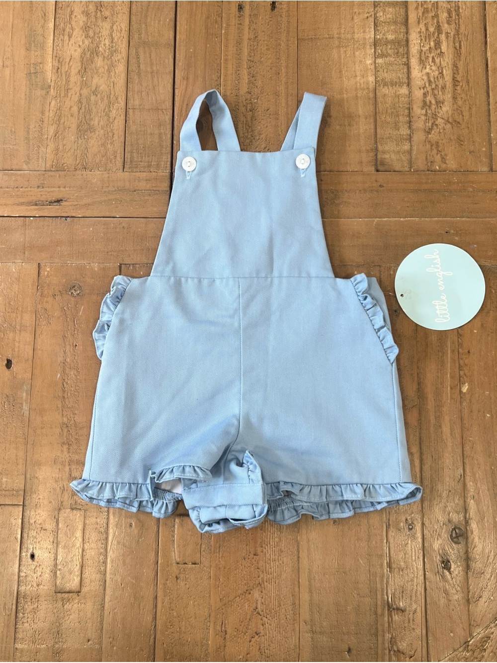 Little English Amy Short Overalls 12 Months Blue Ruffled Shortalls Classic